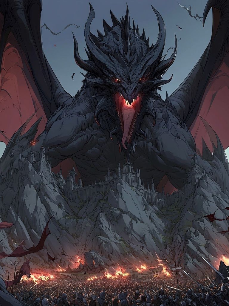 Dragon Siege Fantasy Poster. poster detail