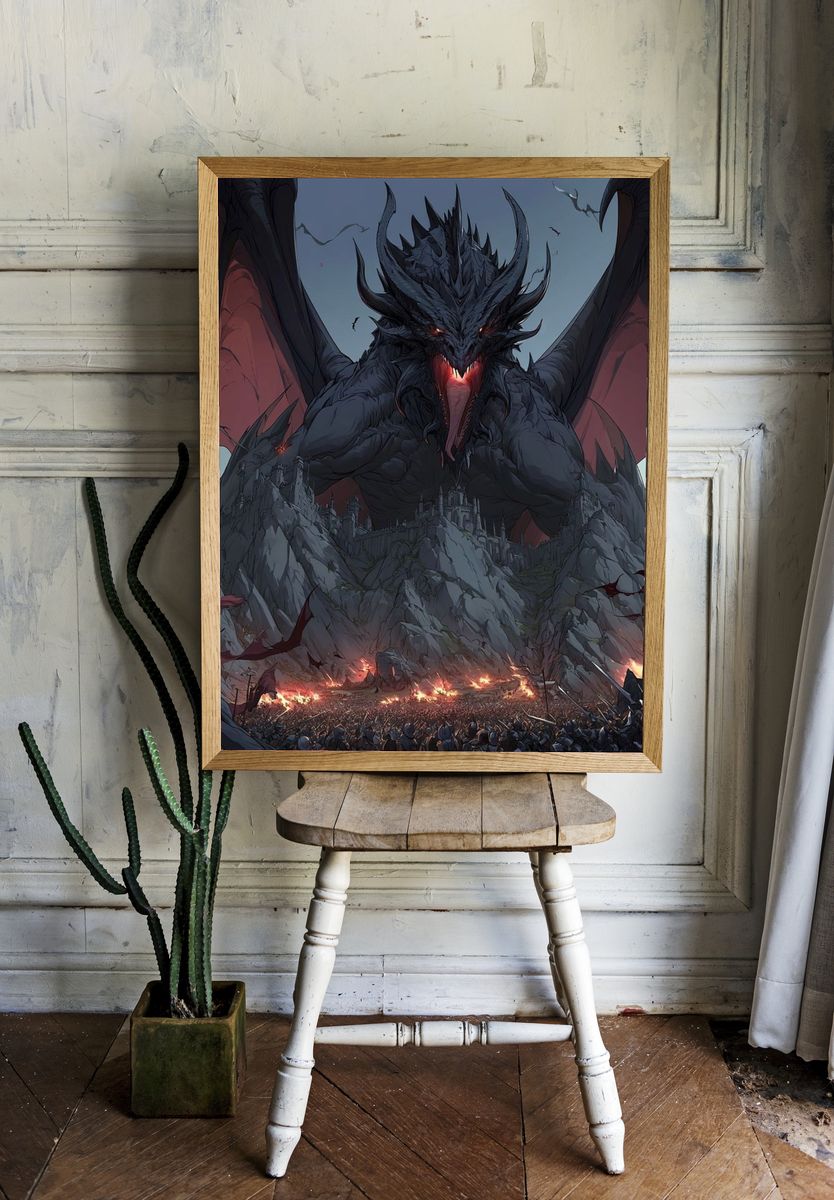 Dragon Siege Fantasy Poster. room preview