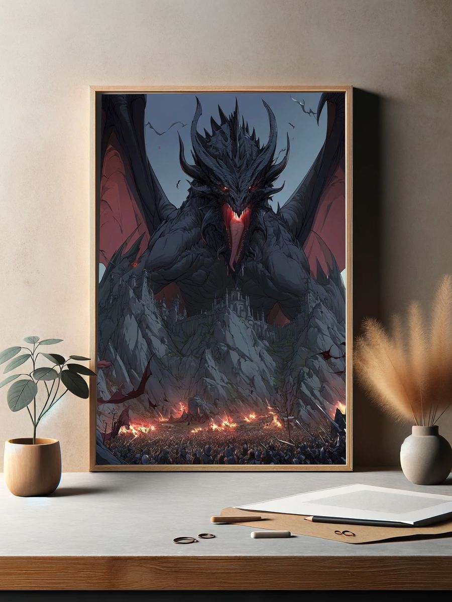 Dragon Siege Fantasy Poster. — room view 2