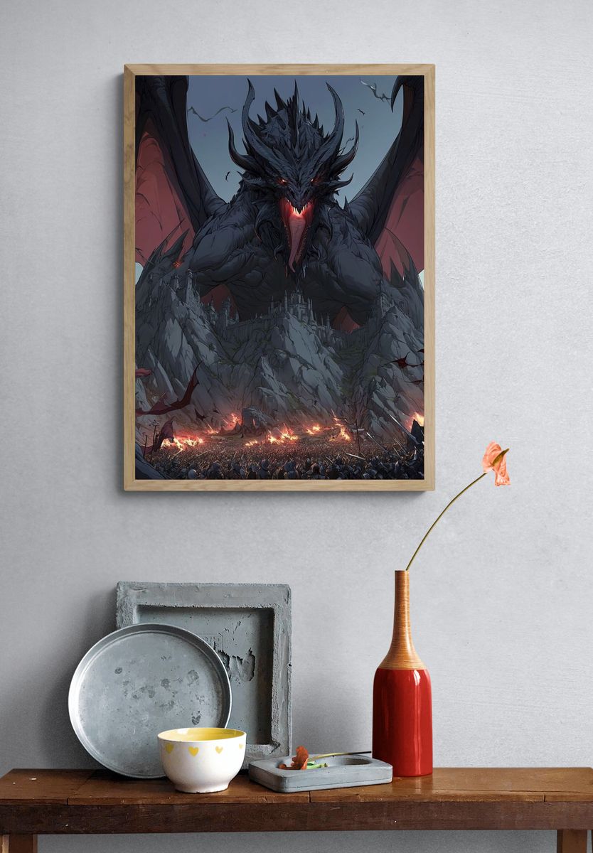 Dragon Siege Fantasy Poster. — room view 3