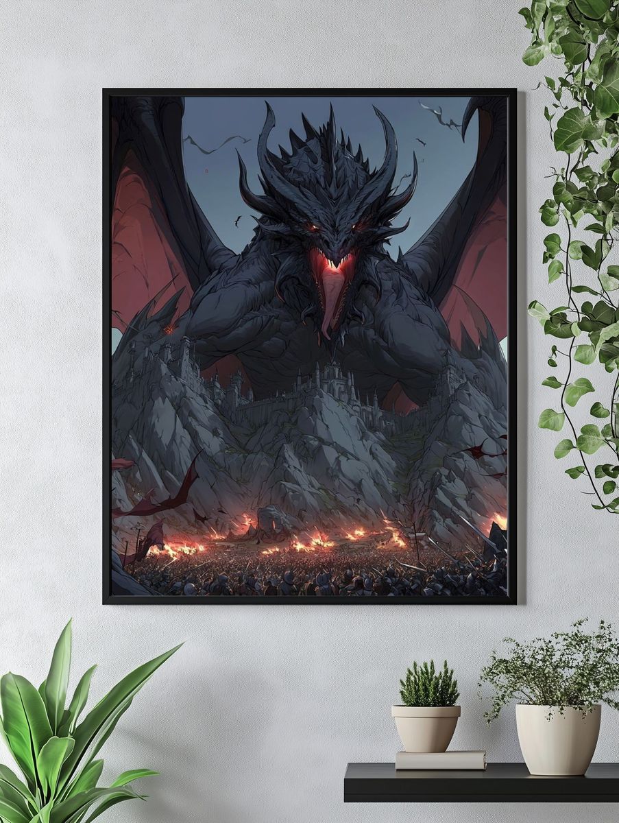 Dragon Siege Fantasy Poster. — room view 4