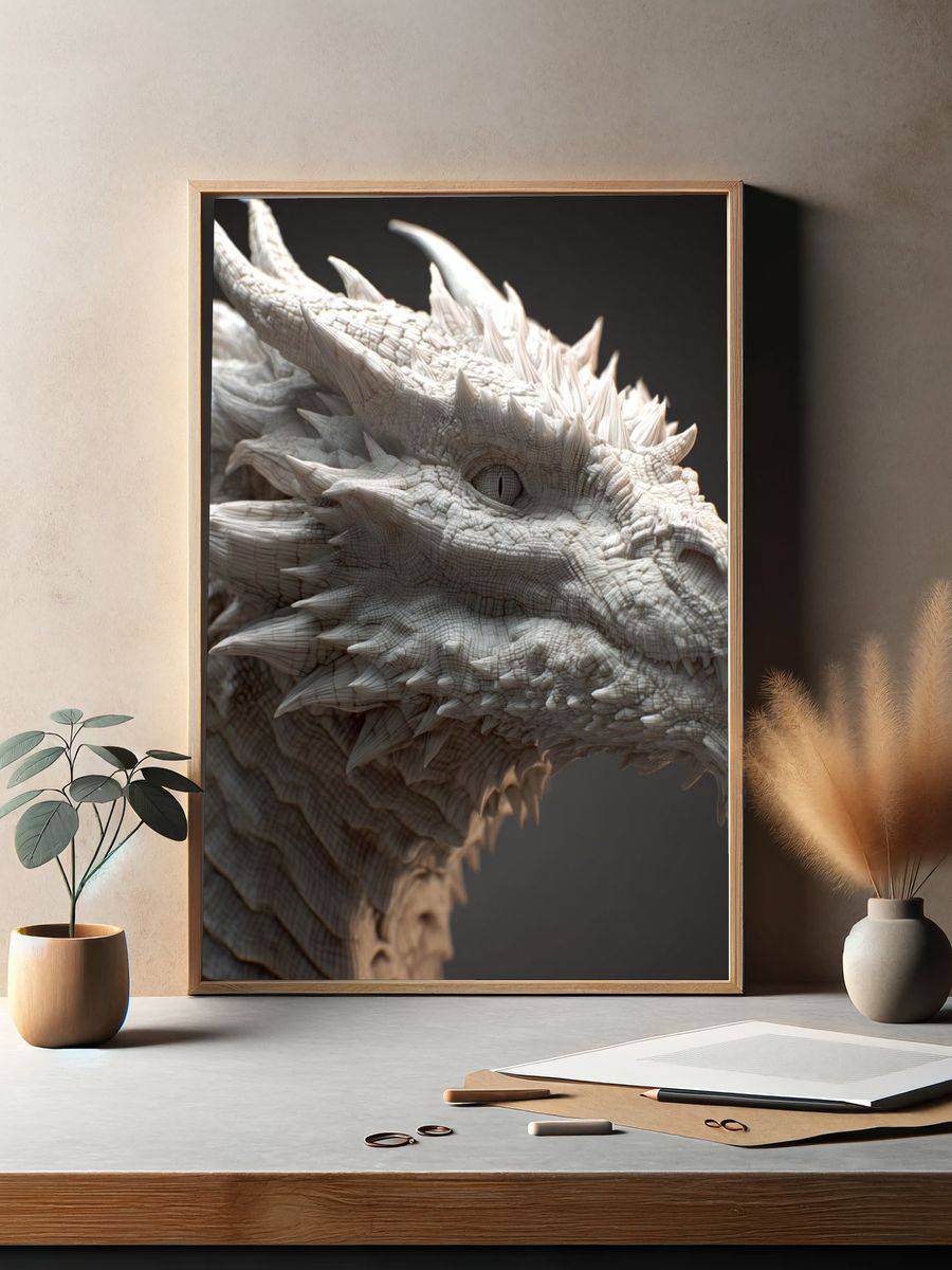 Dragon Sculpture — Digital Art Print. — room view 2