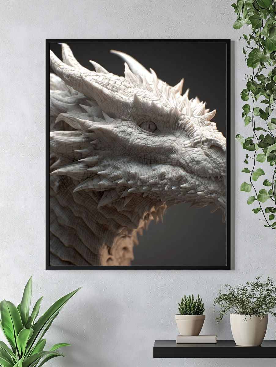 Dragon Sculpture — Digital Art Print. — room view 4