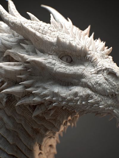 Dragon Sculpture — Digital Art Print. poster print