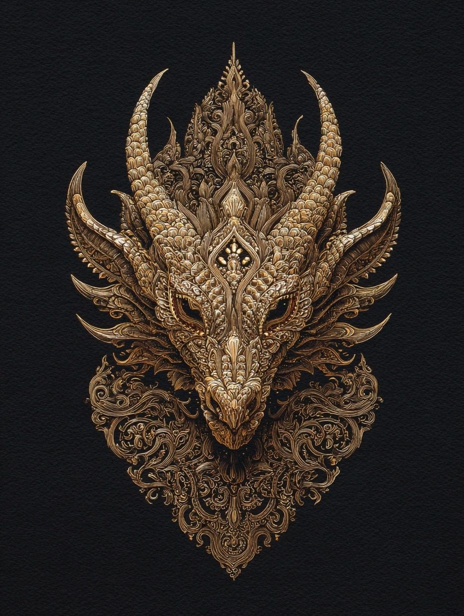 Ornate Dragon Head — Fine Art Print. poster detail