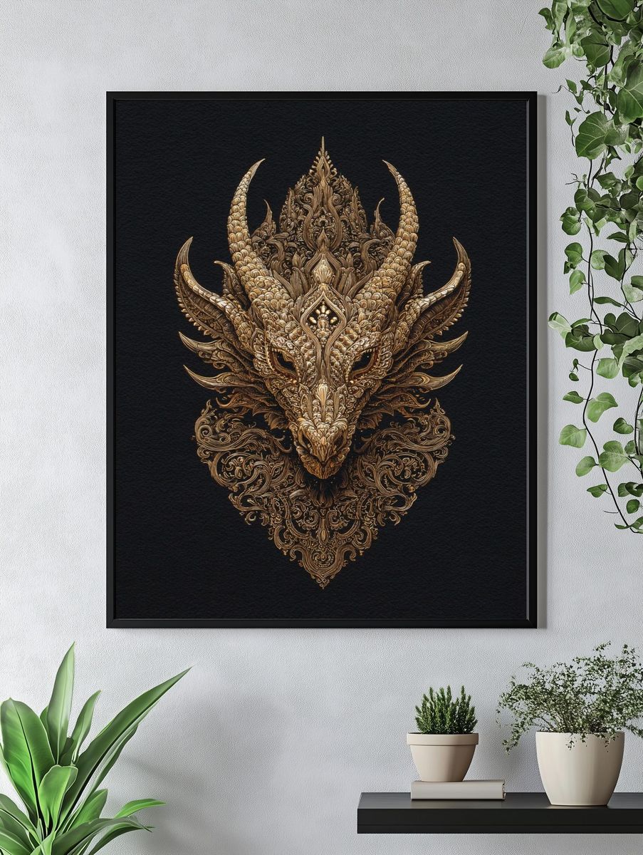 Ornate Dragon Head — Fine Art Print. — room view 4