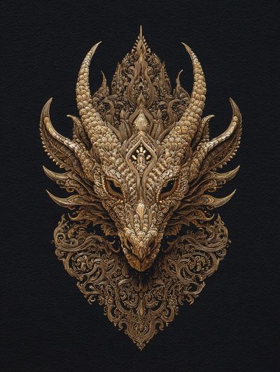 Ornate Dragon Head — Fine Art Print. poster print