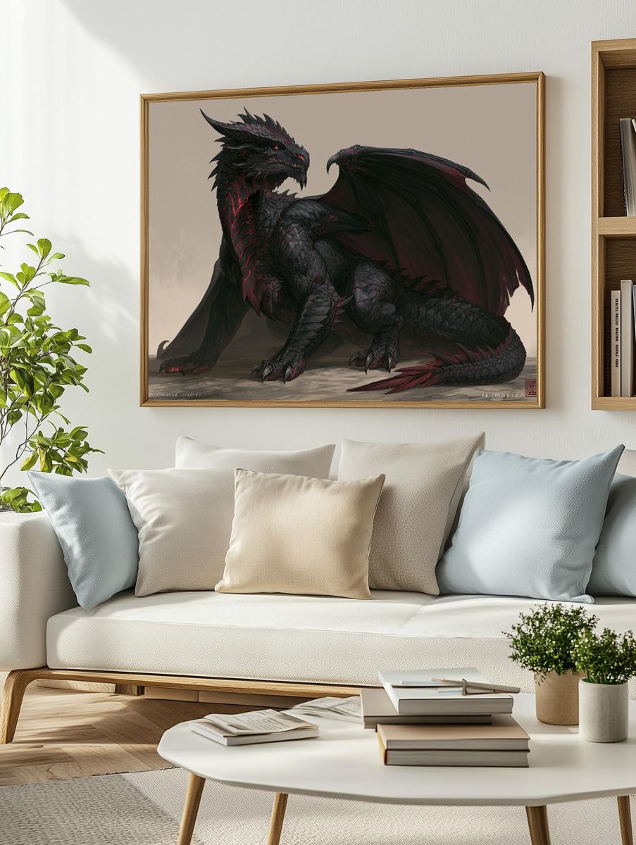 Black Dragon Fantasy Print. — room view 2