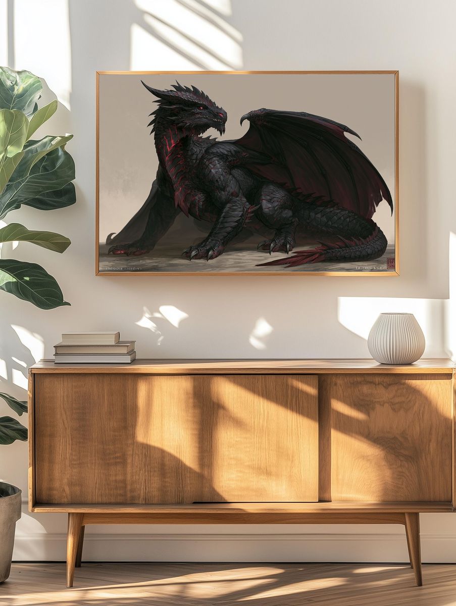 Black Dragon Fantasy Print. — room view 3