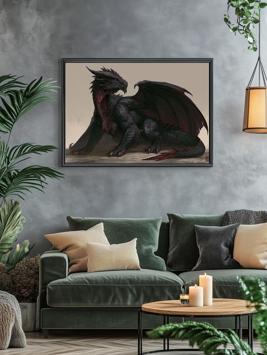 Black Dragon Fantasy Print. — room view 4