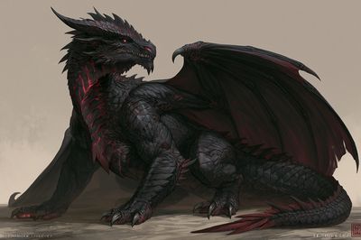 Black Dragon Fantasy Print. poster print