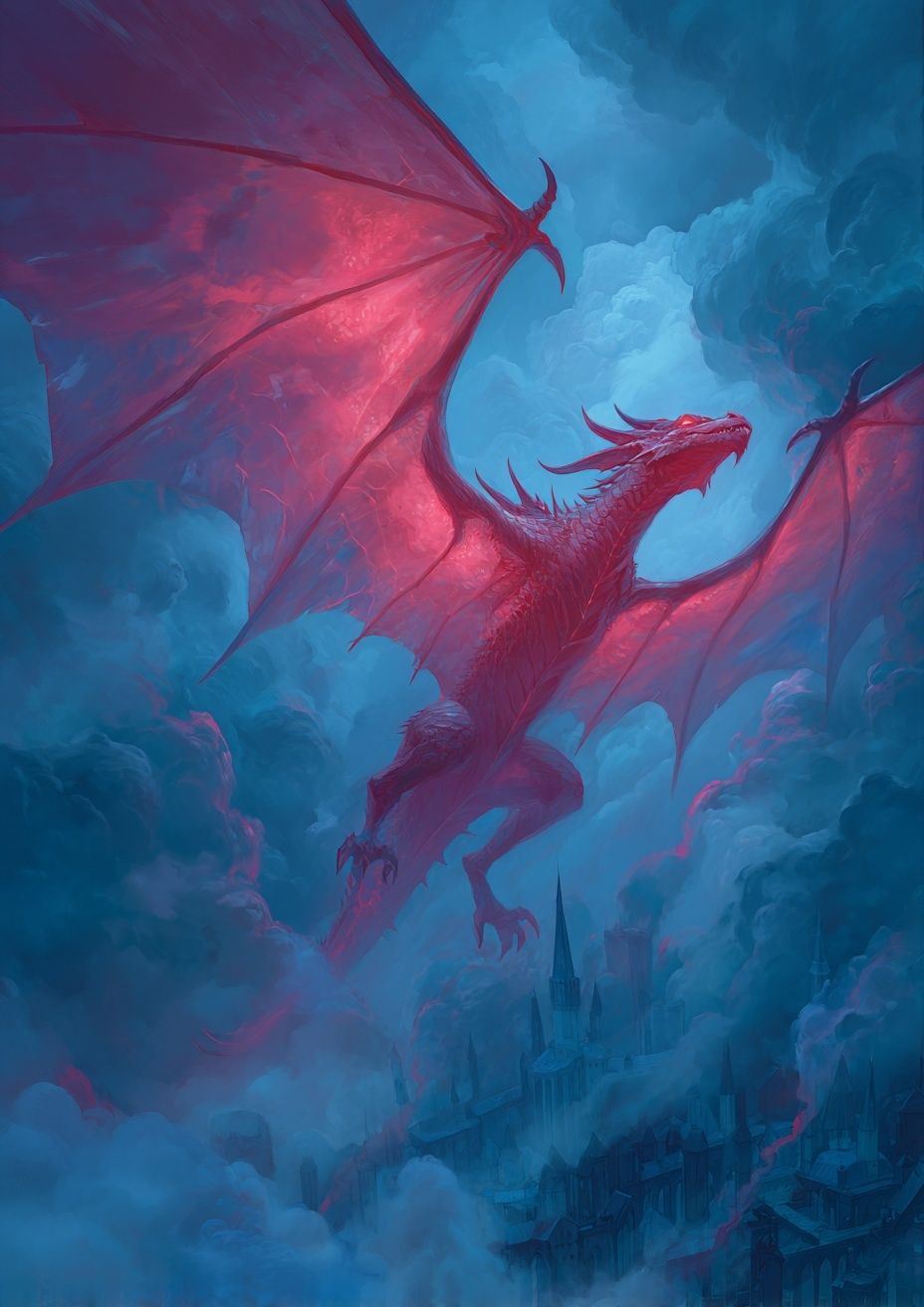 Majestic Dragon in Flight — Fantasy Print. poster detail