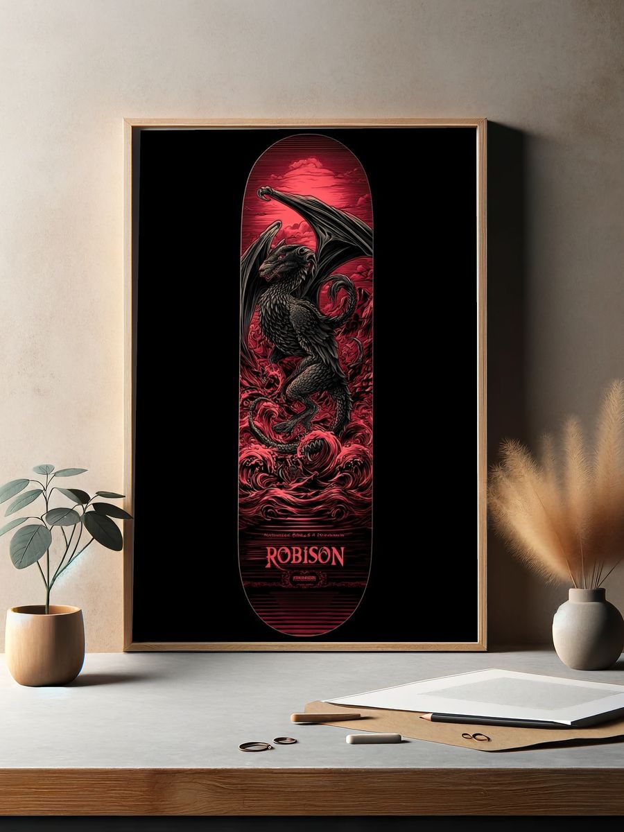 Crimson Dragon Fantasy Poster. — room view 2