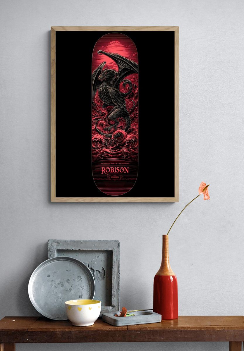 Crimson Dragon Fantasy Poster. — room view 3