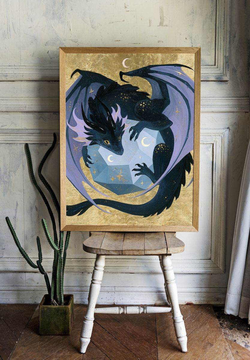 Celestial Dragon Illustration Poster. — room view 1