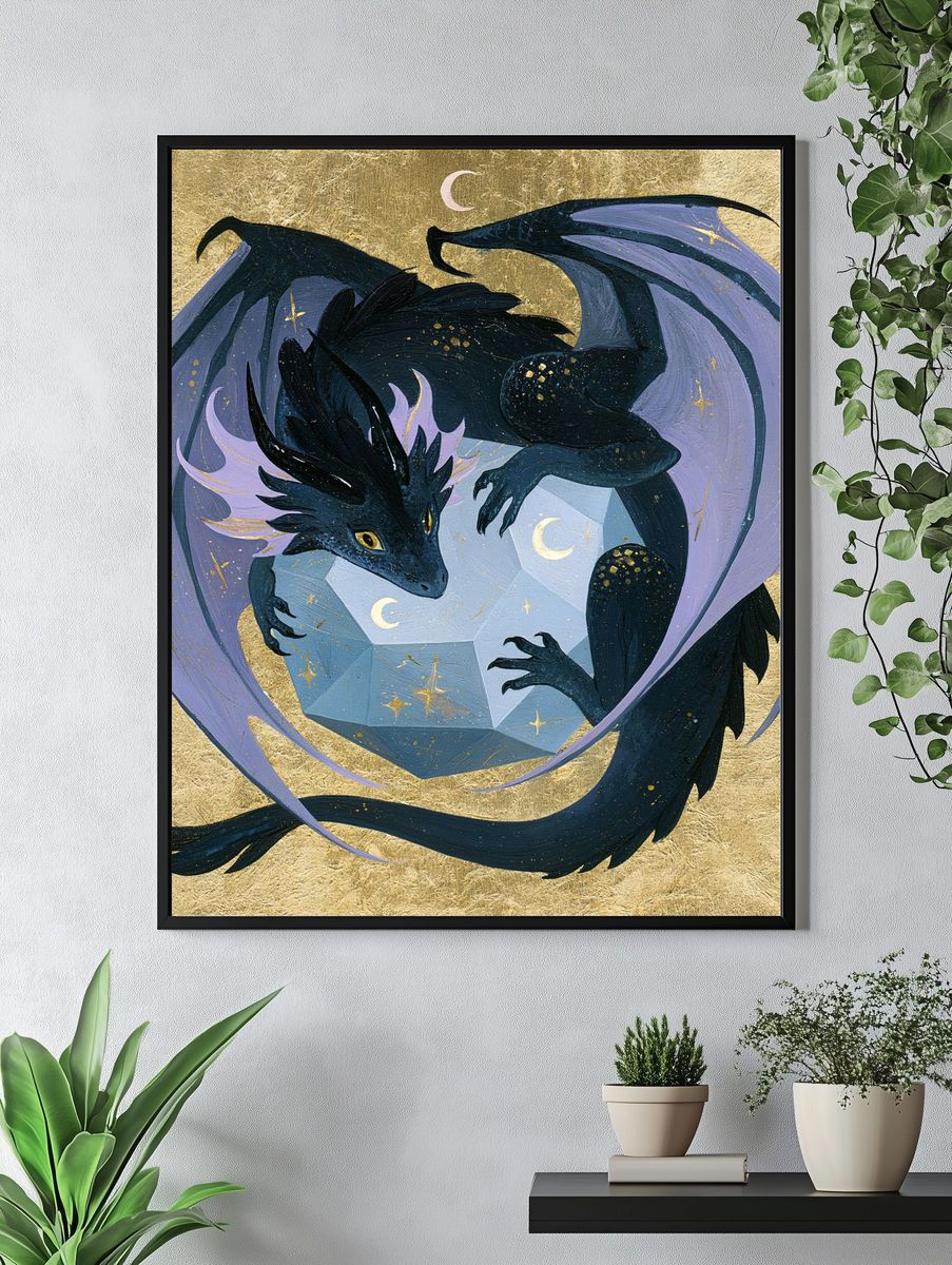Celestial Dragon Illustration Poster. — room view 4