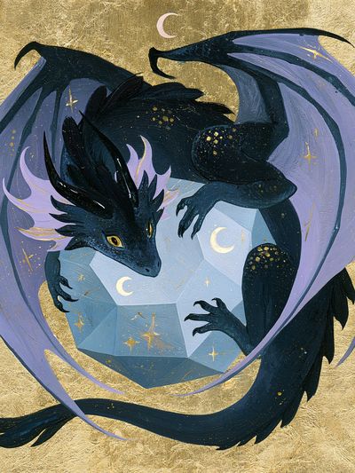 Celestial Dragon Illustration Poster. poster print