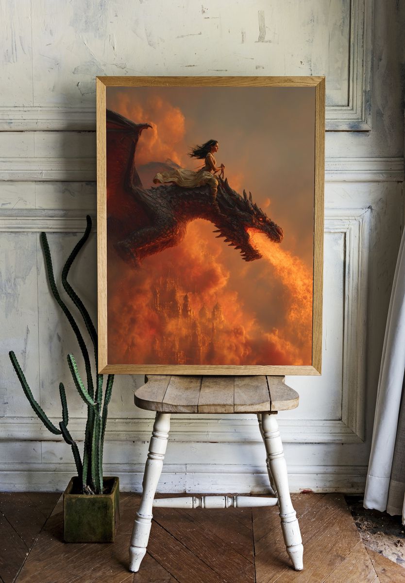 Dragon Rider Fantasy Art Print. — room view 1