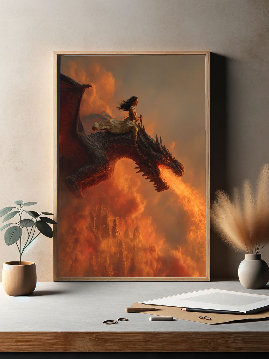 Dragon Rider Fantasy Art Print. — room view 2