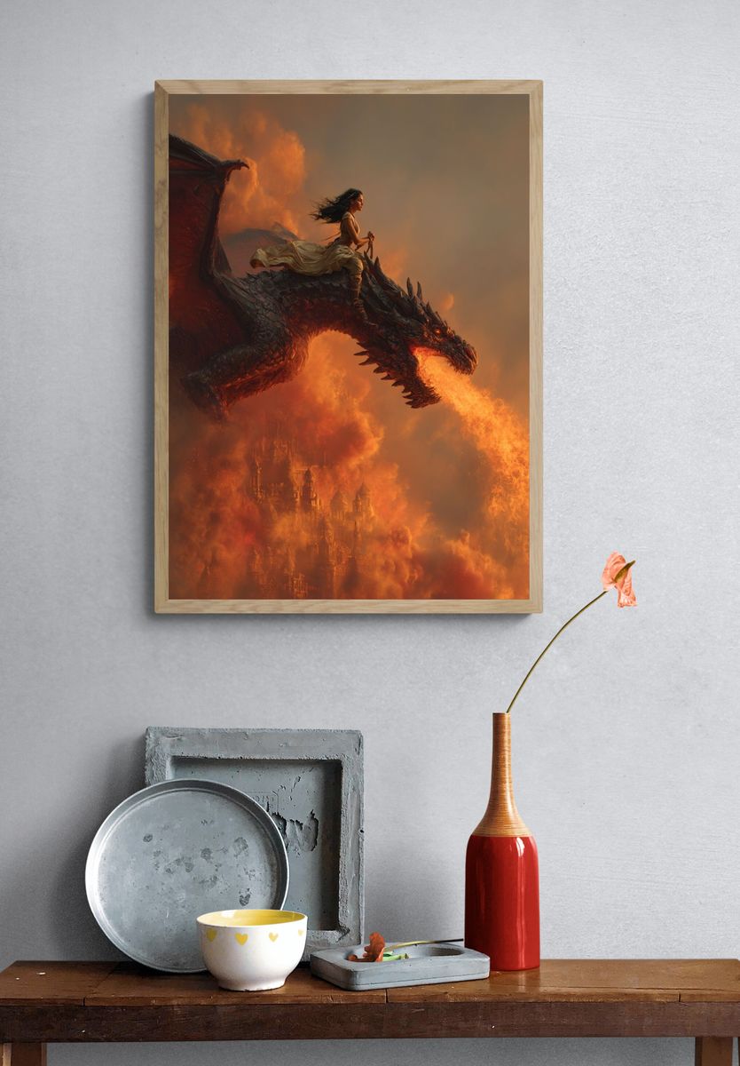 Dragon Rider Fantasy Art Print. — room view 3