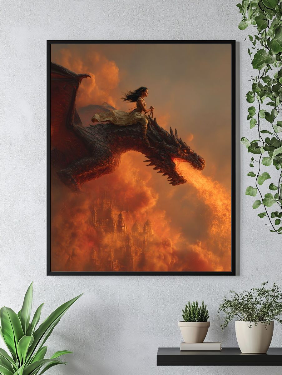 Dragon Rider Fantasy Art Print. — room view 4