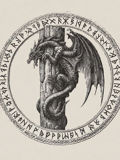 Dragon Rune Illustration Poster. poster print