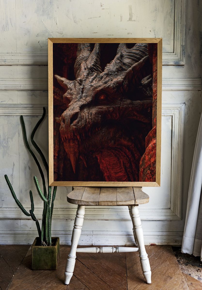 Crimson Dragon Head Fantasy Print. — room view 1