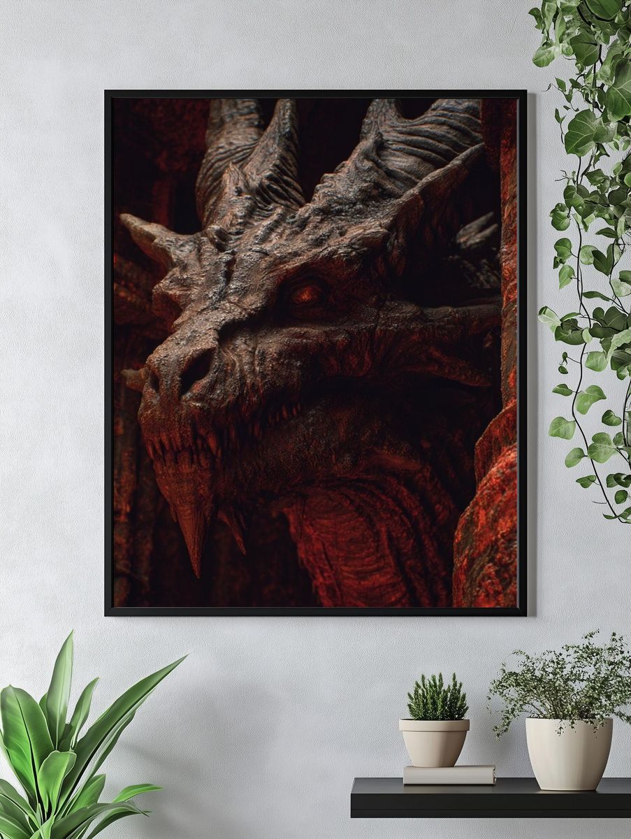 Crimson Dragon Head Fantasy Print. — room view 4