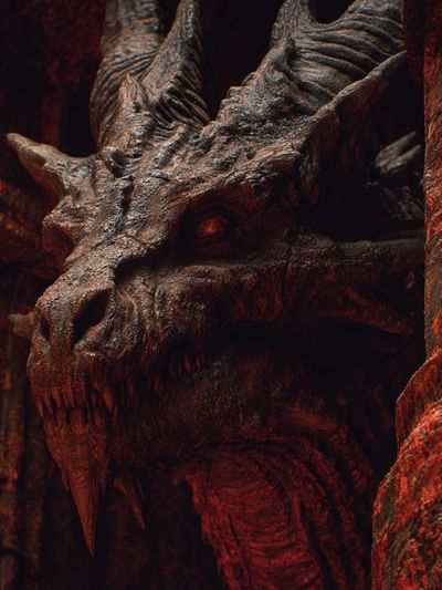Crimson Dragon Head Fantasy Print. poster print