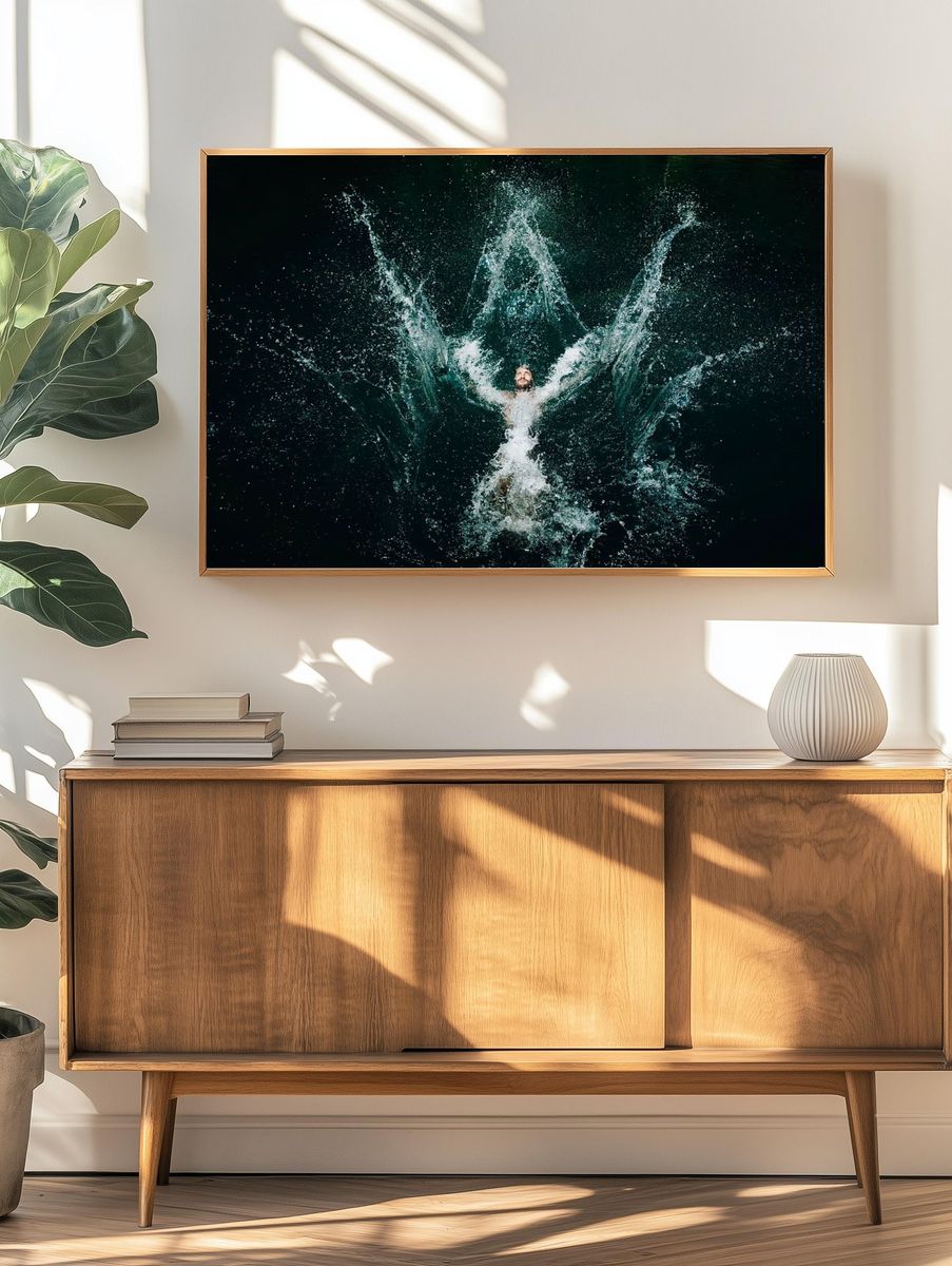 Man Diving into Water — Photography Print. — room view 3