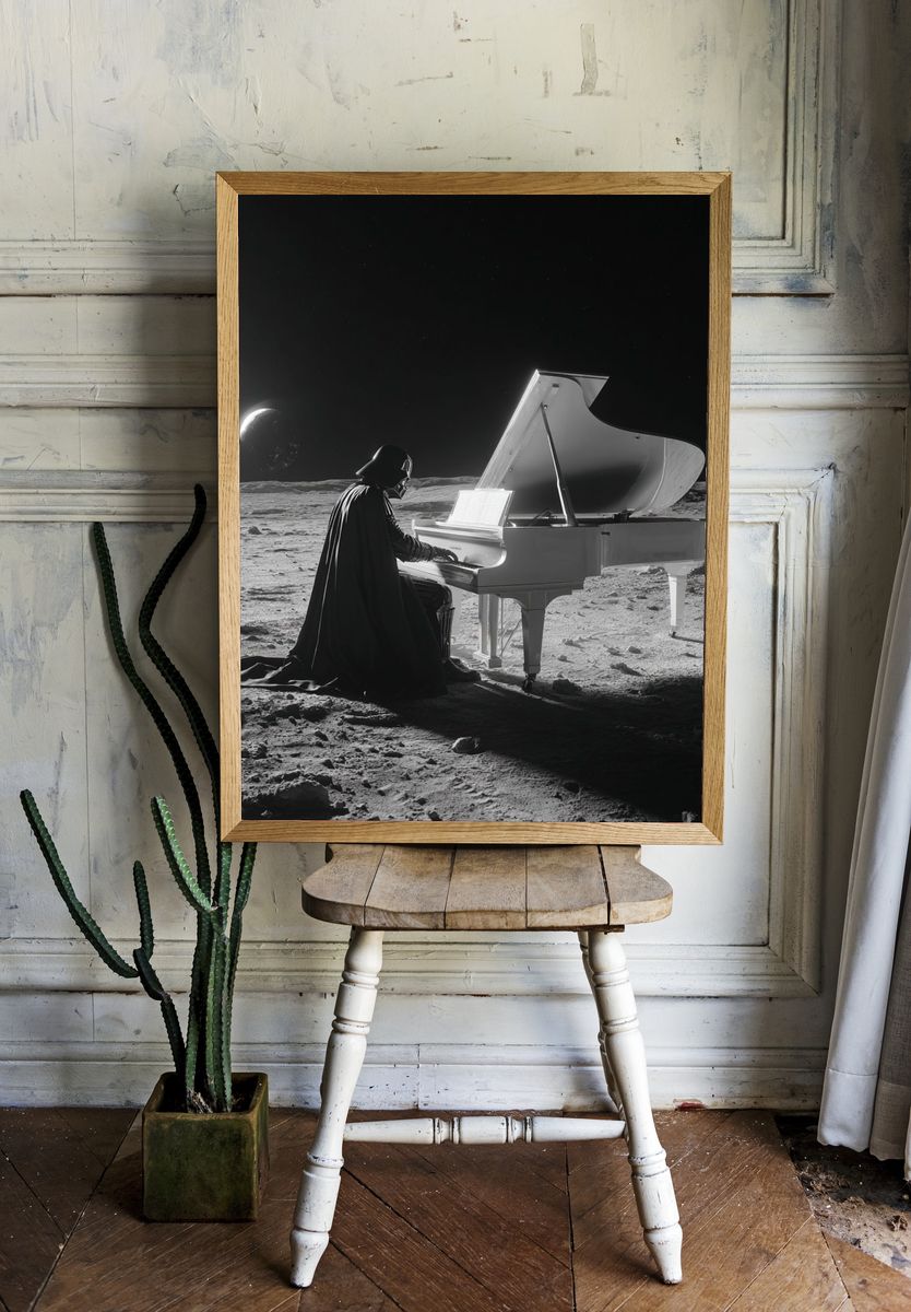 Darth Vader Playing Piano — Surreal Print. — room view 1