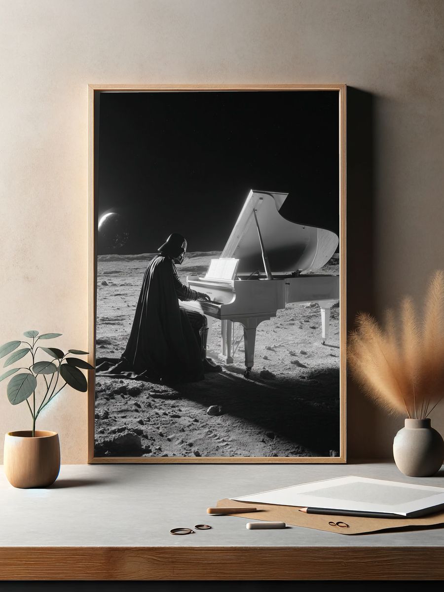 Darth Vader Playing Piano — Surreal Print. — room view 2