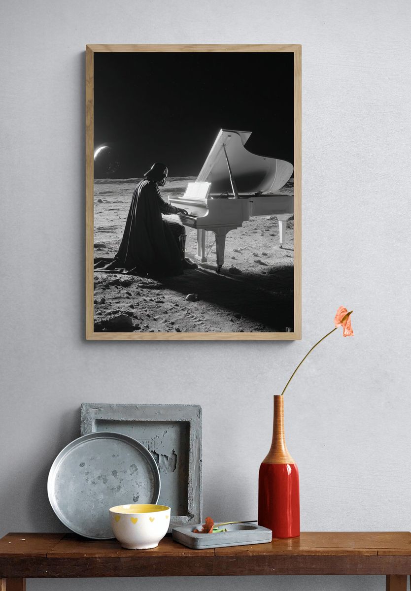 Darth Vader Playing Piano — Surreal Print. — room view 3