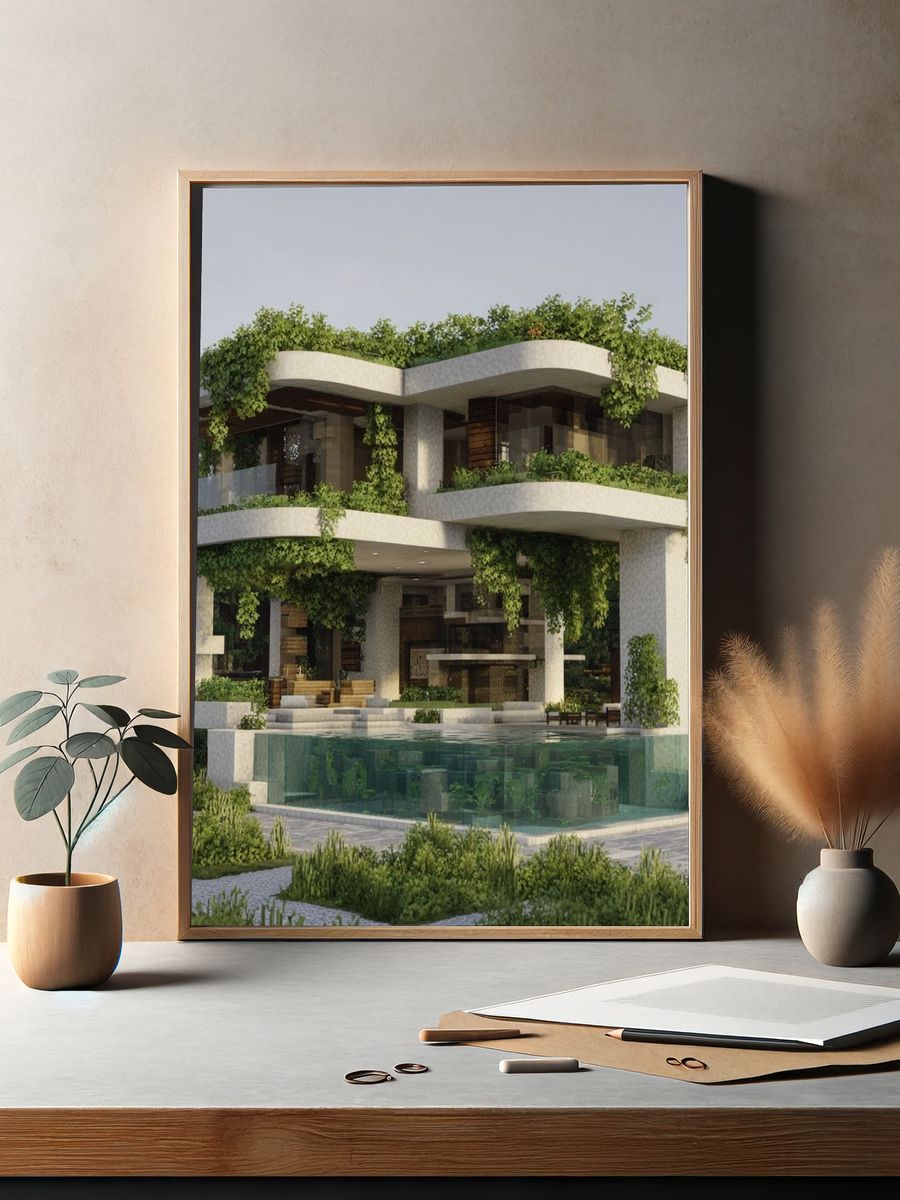 Modern Eco-Friendly House Poster. — room view 2