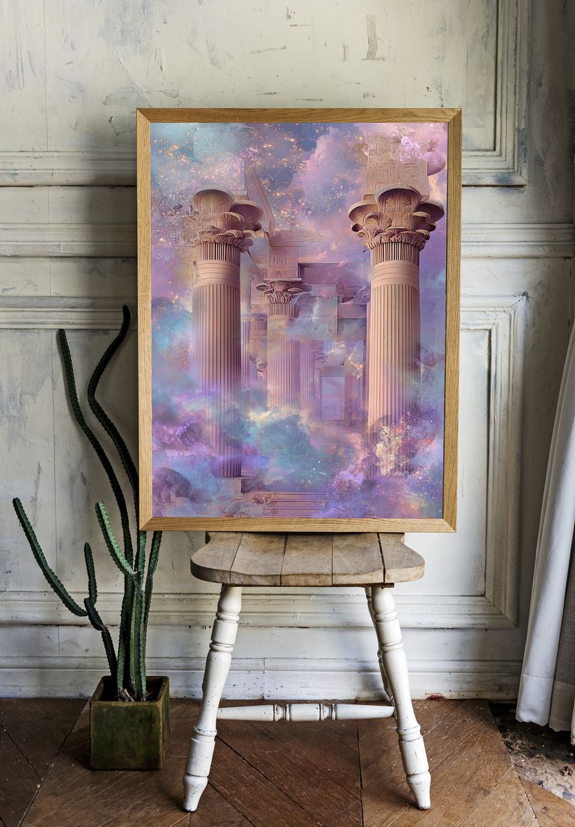 Ethereal Columns — Surrealism Print. — room view 1