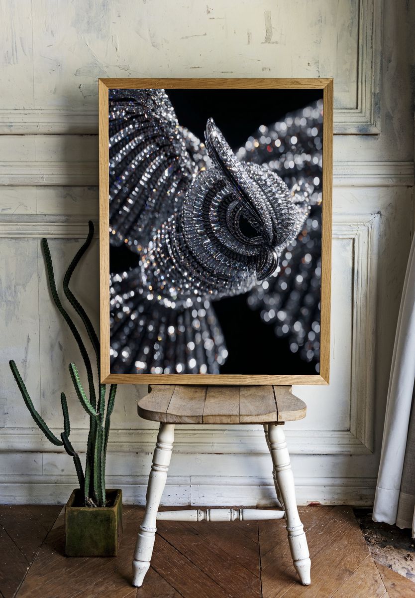 Elegant Crystal Chandelier — Fine Art Print. — room view 1