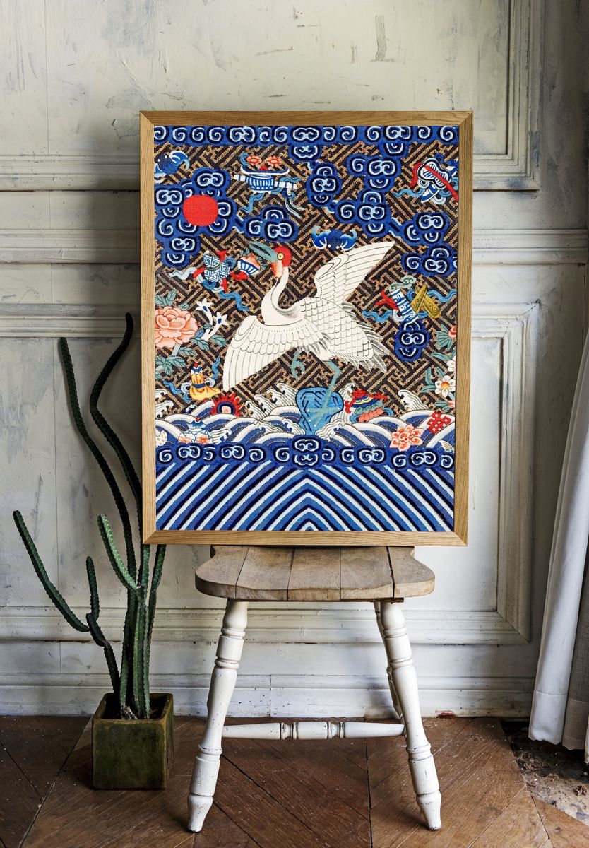 Elegant Crane and Floral Design Poster. — room view 1