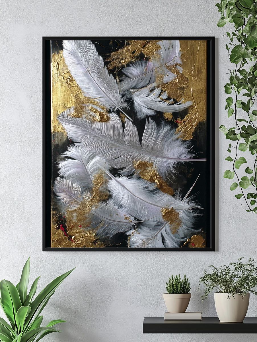 Elegant Feathers — Abstract Print. — room view 4