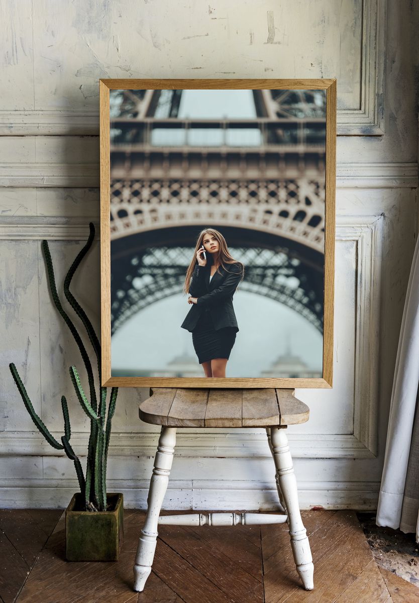 Eiffel Tower Fashion Portrait Poster. — room view 1