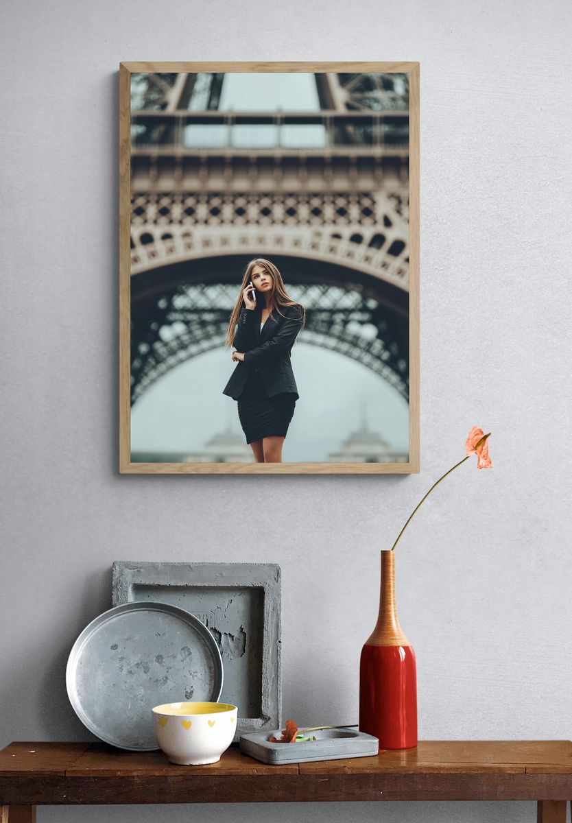 Eiffel Tower Fashion Portrait Poster. — room view 3