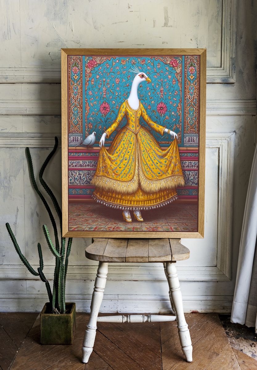 Elegant Goose in Traditional Dress — Illustration Print. — room view 1