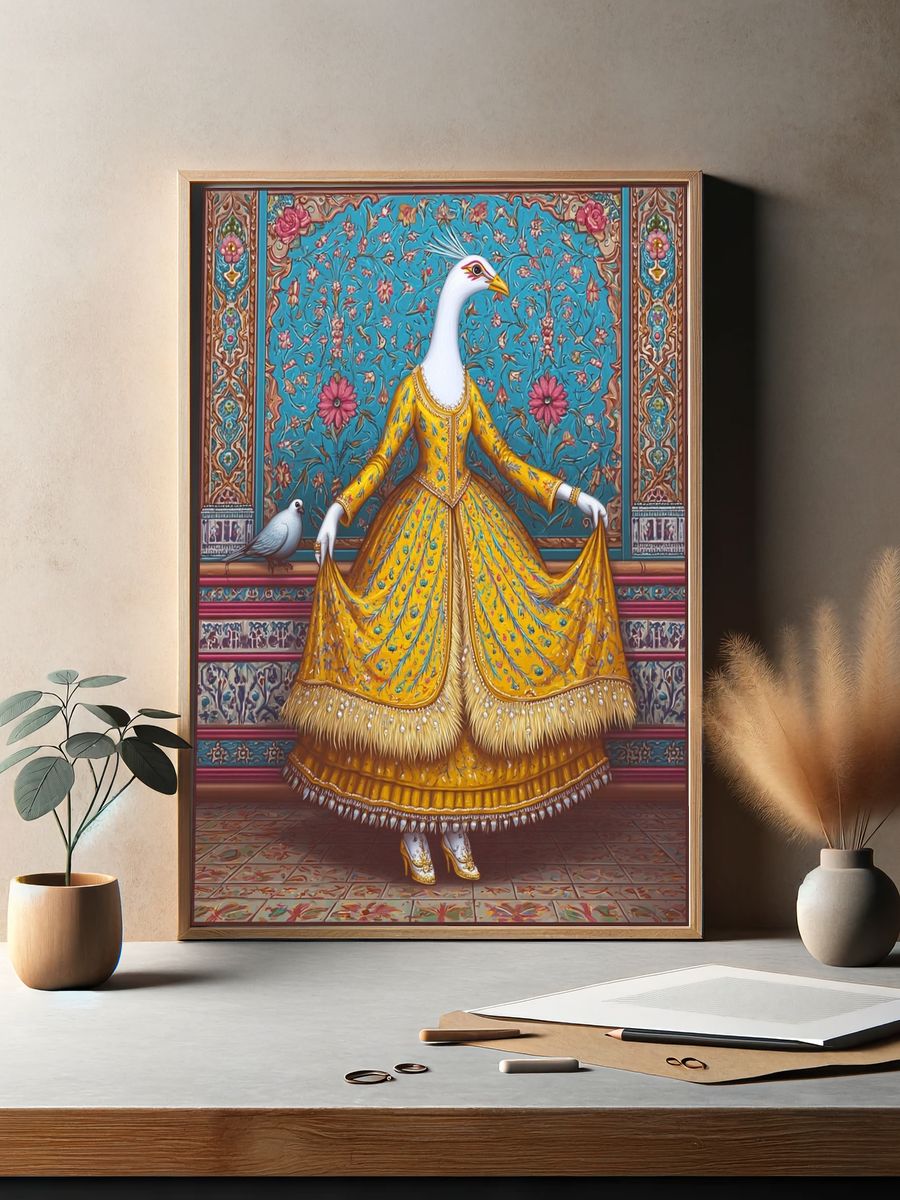 Elegant Goose in Traditional Dress — Illustration Print. — room view 2