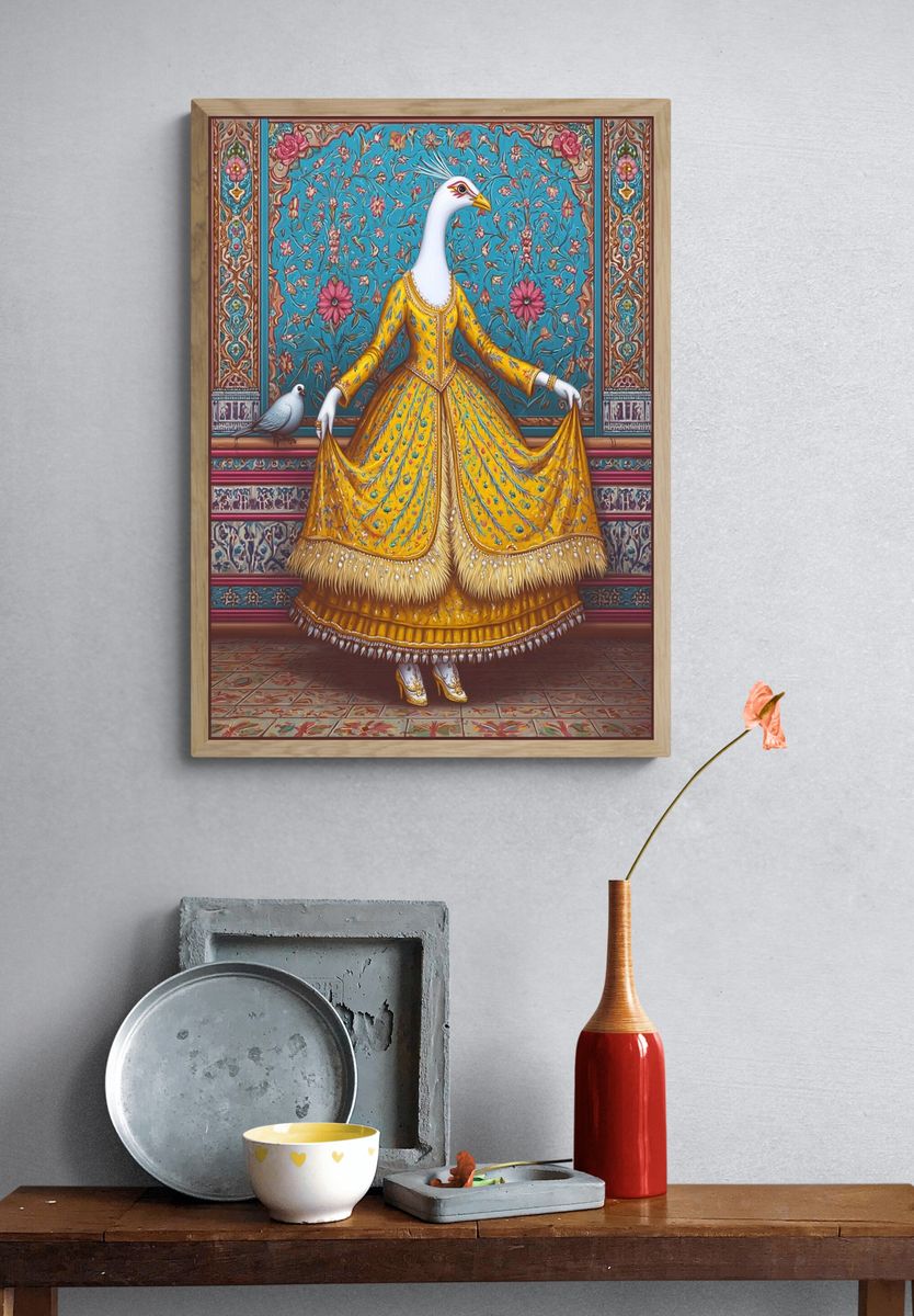 Elegant Goose in Traditional Dress — Illustration Print. — room view 3