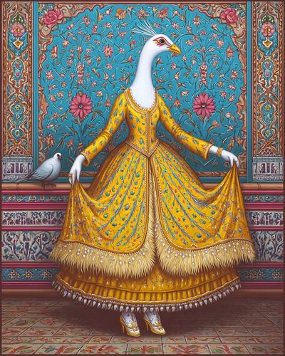 Elegant Goose in Traditional Dress — Illustration Print. poster print