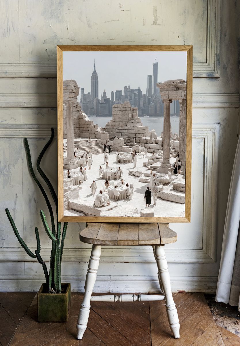 Elegant Gathering at Ancient Ruins — Fine Art Print. — room view 1