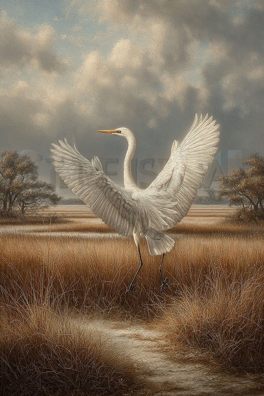 Great Egret in Marsh — Fine Art Print. poster — fine-art art