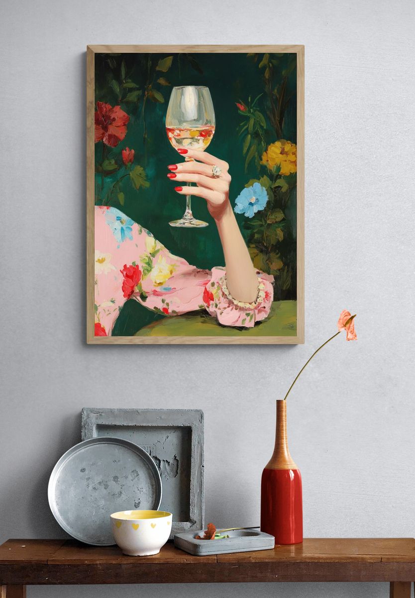 Elegant Hand with Wine Glass — Fine Art Print. — room view 3