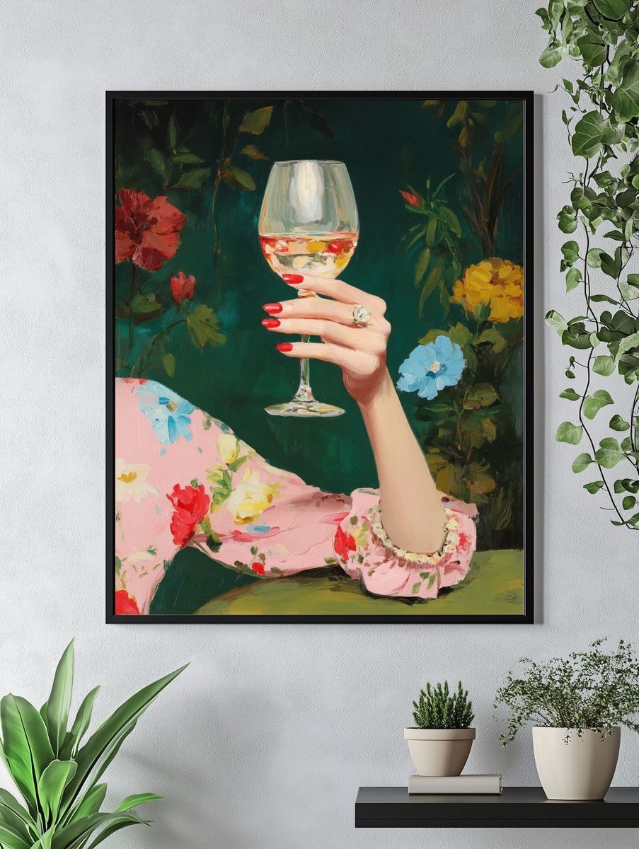 Elegant Hand with Wine Glass — Fine Art Print. — room view 4