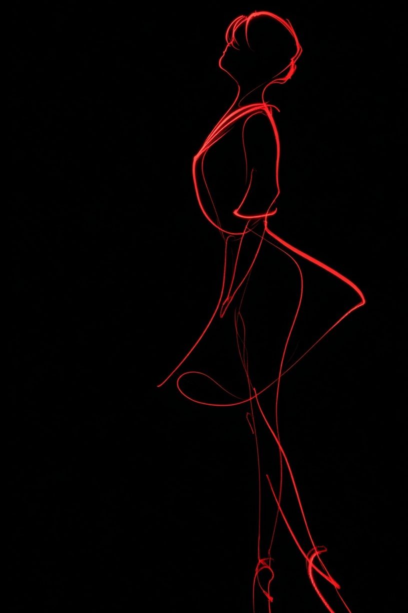 Elegant Red Line Art Poster. poster detail