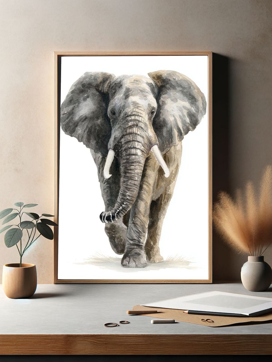 Majestic Elephant — Watercolor Print. — room view 2